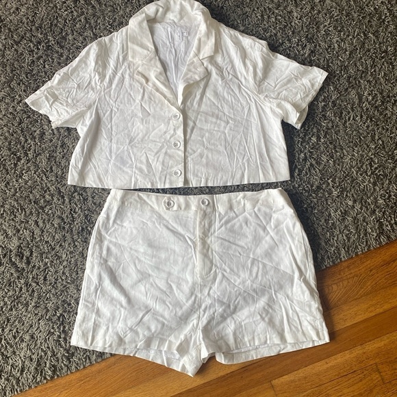 NWOT Princess Polly ADDISON SET White Two Piece Button Down Top and Shorts Sz 12 - Picture 4 of 16
